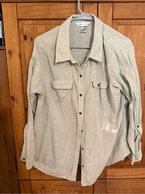 Christopher & Banks Sage Green Textured Button-Front Shirt